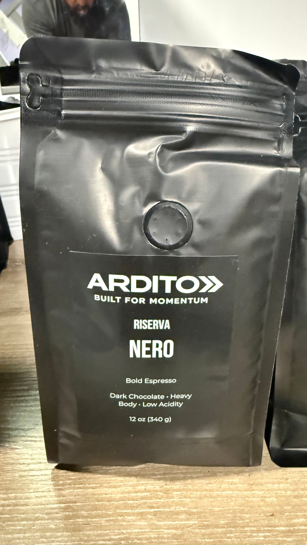 Ardito Riserve Nero coffee bag — bold espresso blend, dark chocolate heavy body low acidity, 12oz