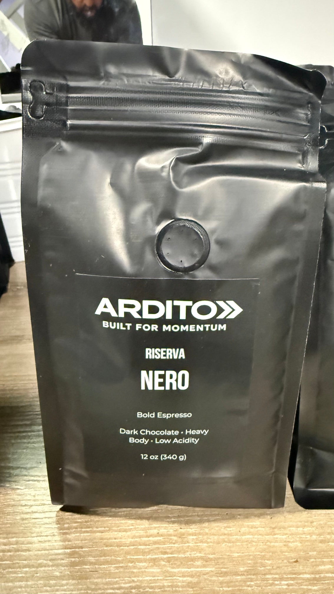 Ardito Riserve Nero coffee bag — bold espresso blend, dark chocolate heavy body low acidity, 12oz
